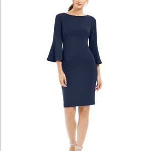 EUC Calvin Klein Navy Bell Sleeve Sheath, Size 2